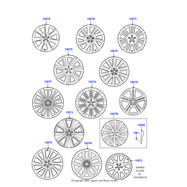 LR153252 - Land Rover 23" SV Bespoke, Style 1079  10-Spoke Titan Silver/Dark Grey Gloss 'Pinnacle' - Line Fit Accy wheel (Forged)