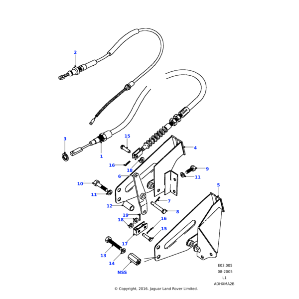 Land Rover Cable assembly handbrake