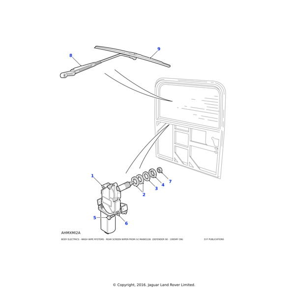 Land Rover Arm assembly-backlight wiper