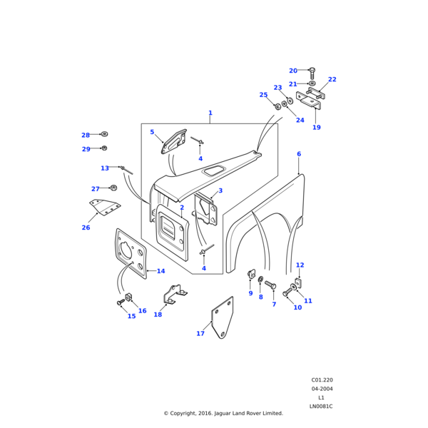 Land Rover Fender assembly-front