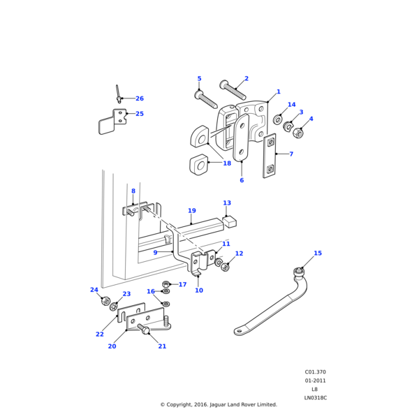 Land Rover Bracket assembly-rear door checker