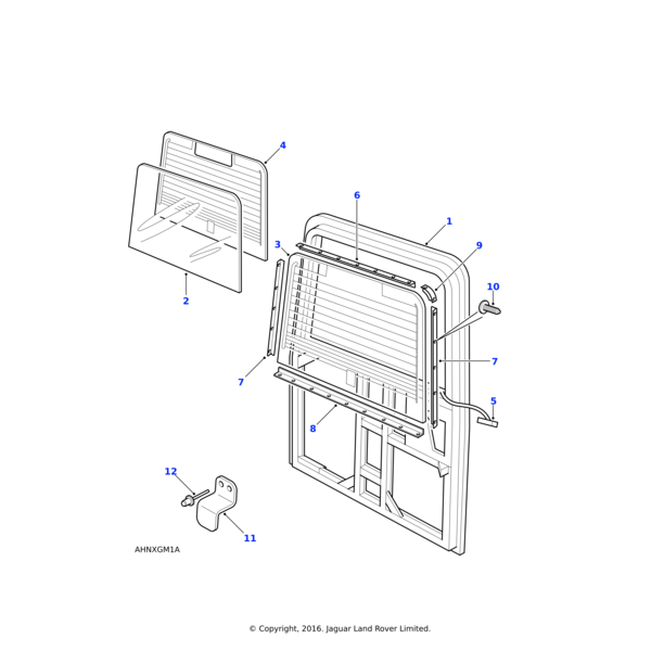 Land Rover Load/tail door assembly