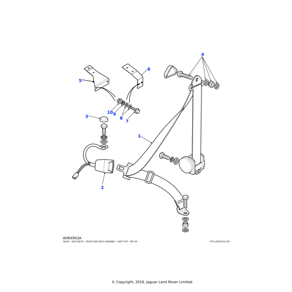 Land Rover Seat belt assembly-active front long end