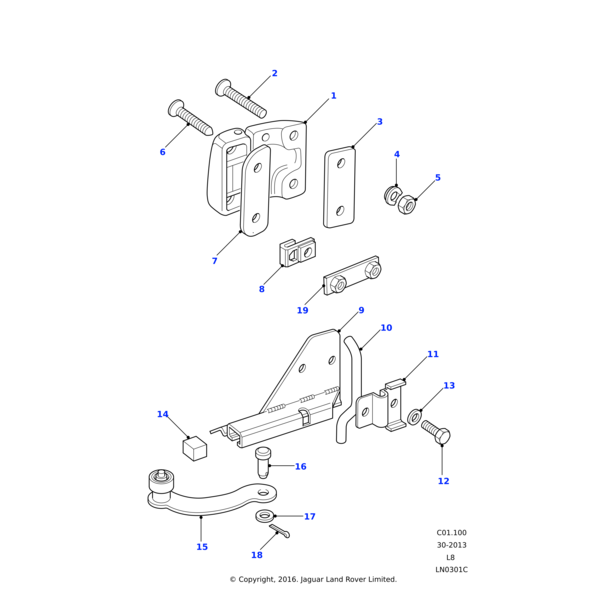 Land Rover Hinge assembly-door